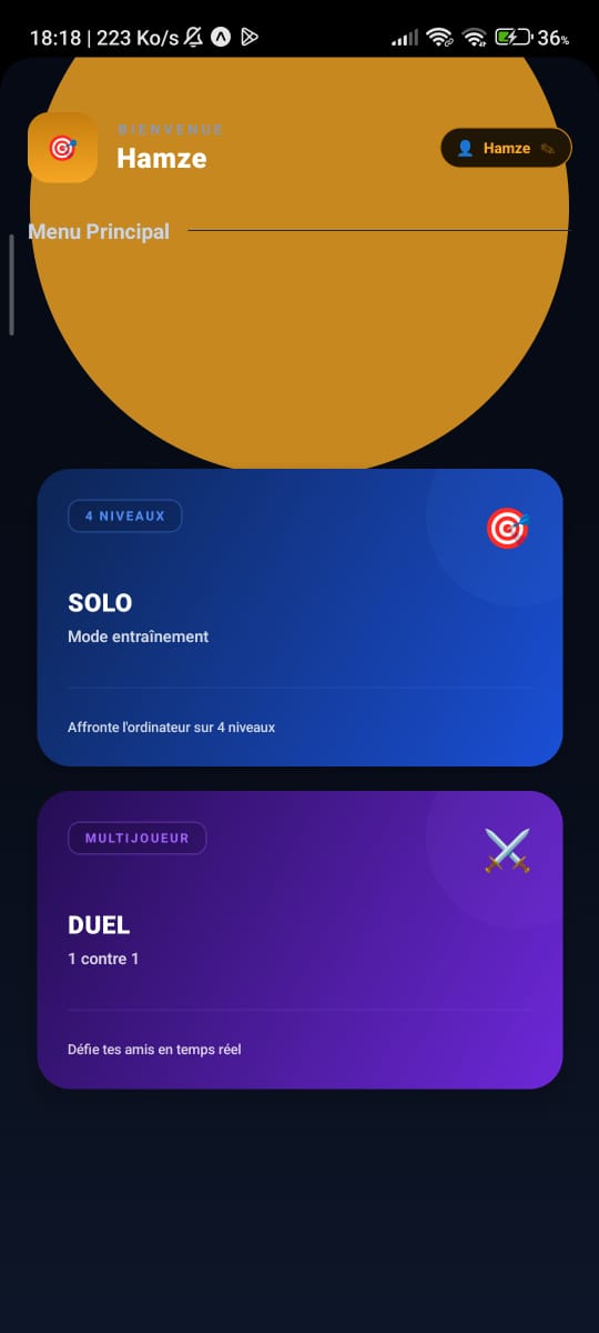 Menu principal — Solo / Duel